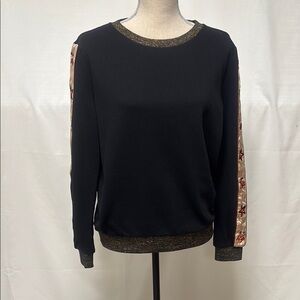 Scotch & Soda Madison Scotch Black Sweatshirt with Floral Sleeve Accents